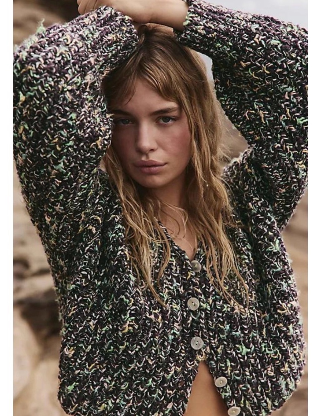 Free People Flea Market Cardi. NWT. Camp crush